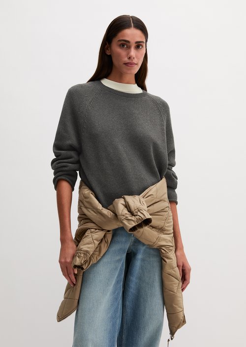 Regular Crew Neck Sweater — Middle Grey Melange