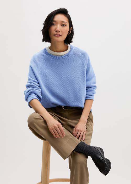 Pull à col rond, coupe classique Clear Blue en vue de face