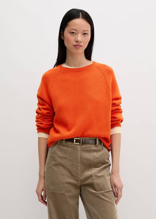 Pull à col rond, coupe classique Vivid Orange en vue de face