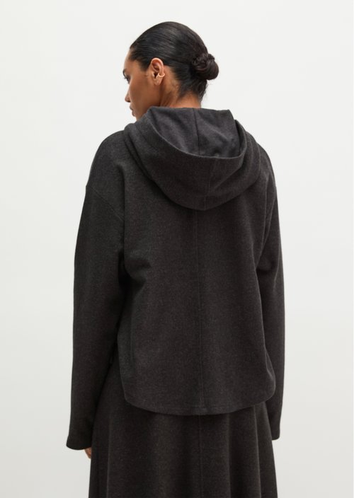 Relaxed-Fit Sweatshirt Jacket — Dark Graphite Melange