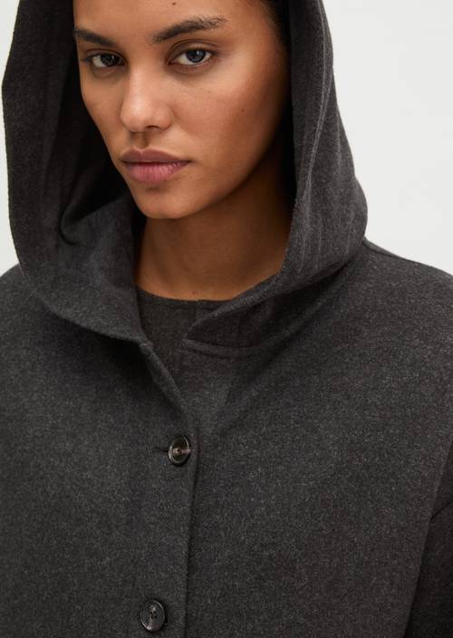 Sweatshirt-Jacke relaxed Dark Graphite Melange in Detailansicht