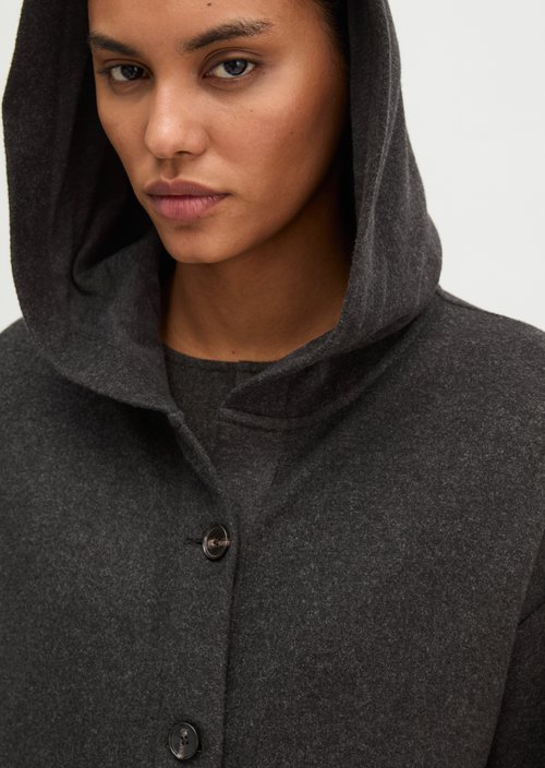 Relaxed-Fit Sweatshirt Jacket — Dark Graphite Melange