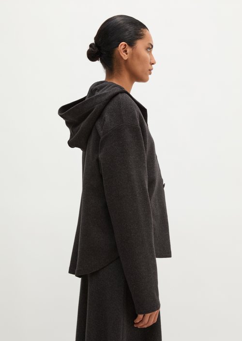 Relaxed-Fit Sweatshirt Jacket — Dark Graphite Melange