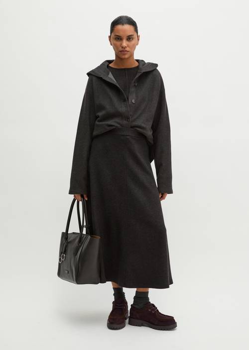 Sweatshirt-Jacke relaxed Dark Graphite Melange in Frontalansicht