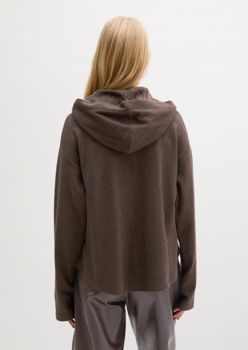 Relaxed-Fit Sweatshirt Jacket — Stone Brown Melange