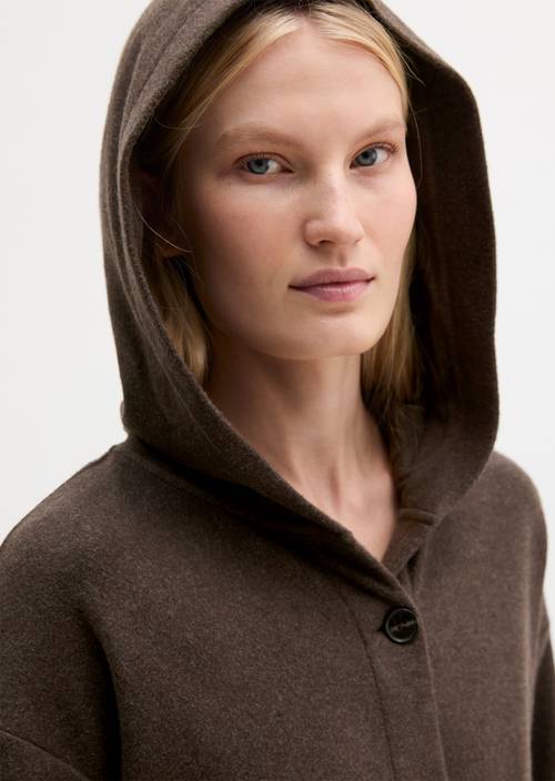 Relaxed-Fit Sweatshirt Jacket Stone Brown Melange in detail view