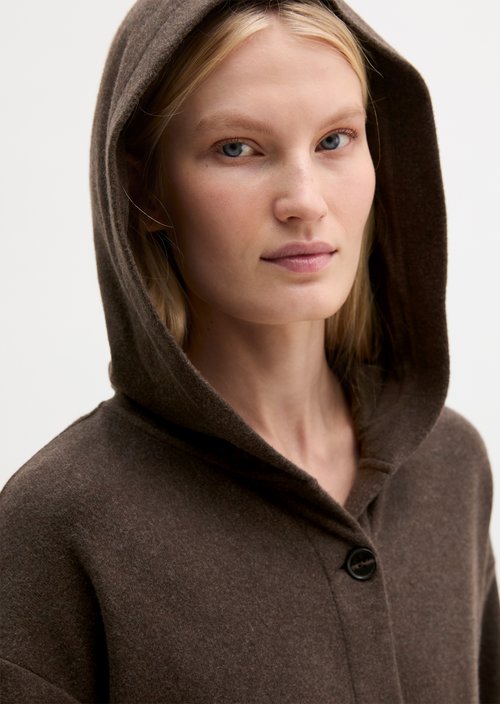 Relaxed-Fit Sweatshirt Jacket — Stone Brown Melange