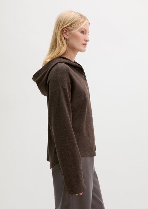 Relaxed-Fit Sweatshirt Jacket — Stone Brown Melange