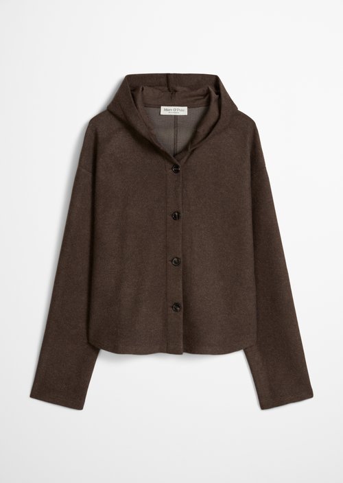 Relaxed-Fit Sweatshirt Jacket — Stone Brown Melange