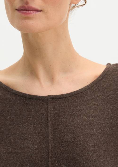Jerseykleid flared Stone Brown Melange in Detailansicht