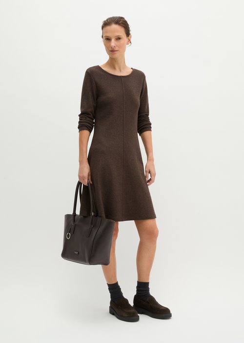 Flared jersey dress — Stone Brown Melange