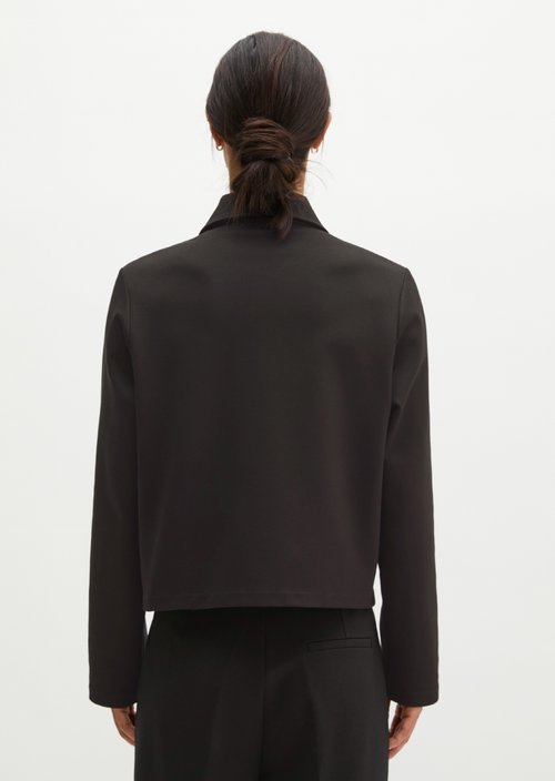 Regular Cropped Jersey Jacket — Black