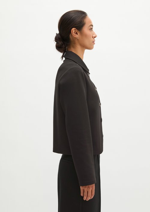Regular Cropped Jersey Jacket — Black