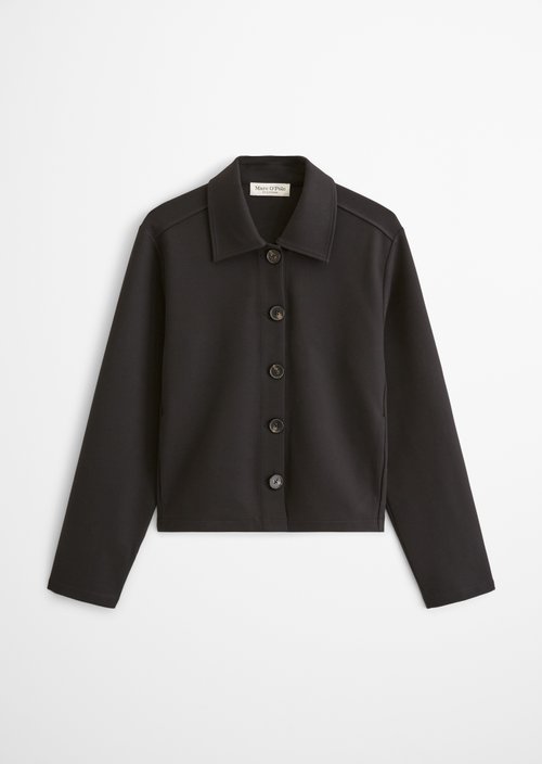 Regular Cropped Jersey Jacket — Black