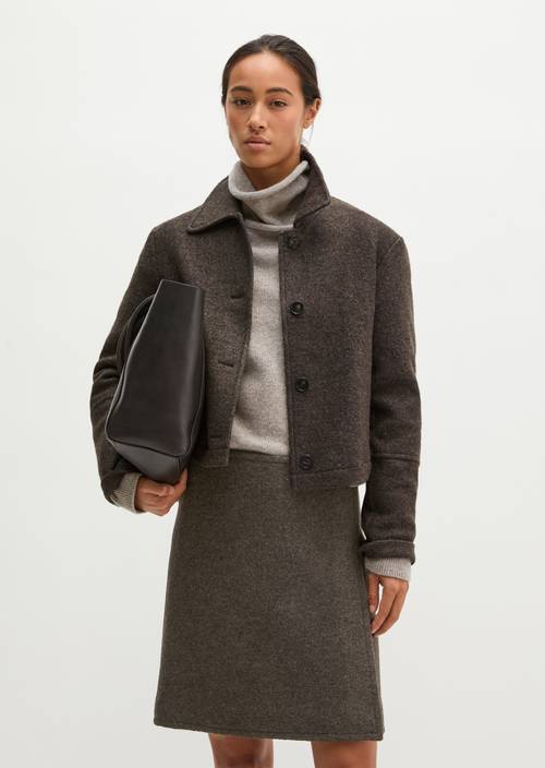 Overshirt regular Stone Brown Melange in Frontalansicht