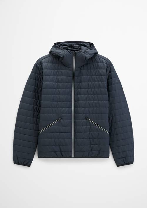 Regular-Fit Hooded Quilted Jacket Dark Navy in isolated view without model
