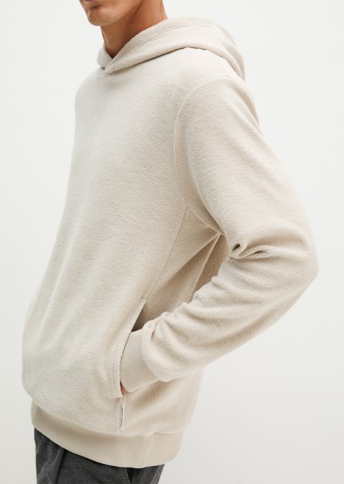 Terry Cloth Hoodie, Regular Fit — Linen Beige