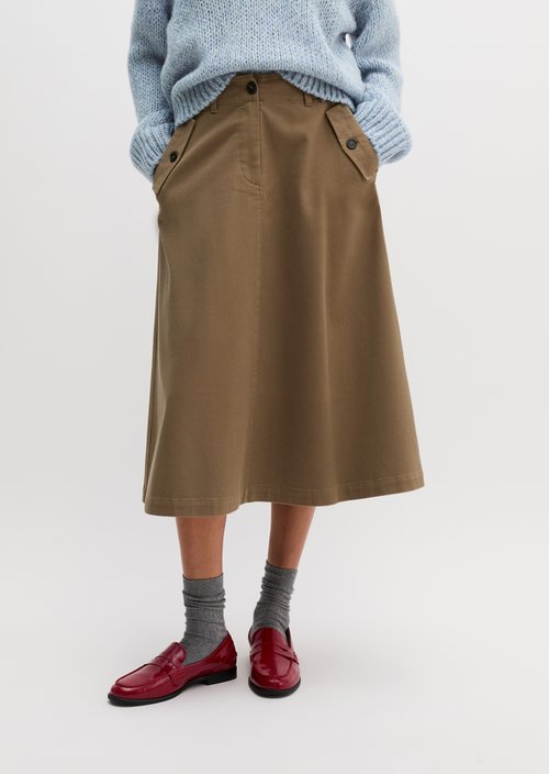 Flared Skirt, Regular Fit — Milky Brown