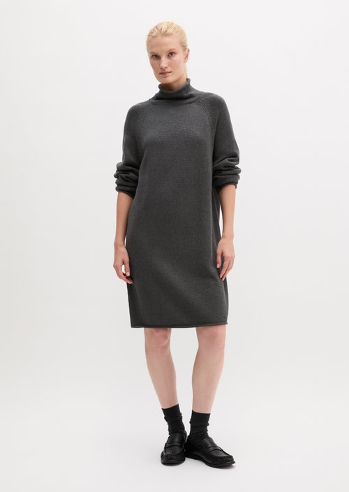 Turtleneck Knit Dress — Middle Grey Melange