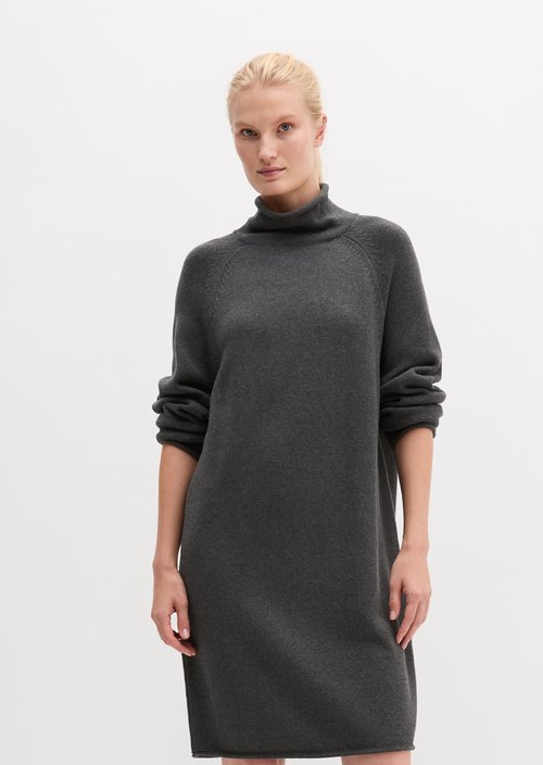 Turtleneck Knit Dress — Middle Grey Melange