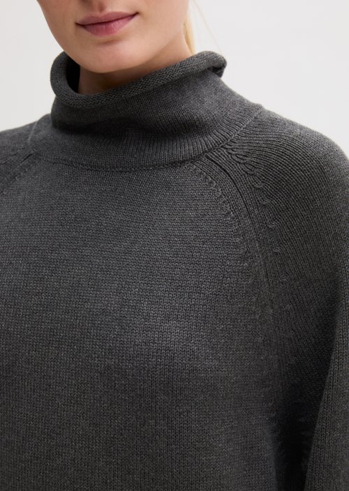 Turtleneck Knit Dress — Middle Grey Melange
