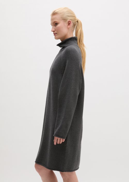 Turtleneck Knit Dress — Middle Grey Melange