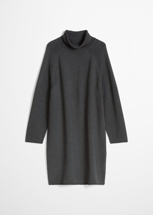 Turtleneck Knit Dress — Middle Grey Melange