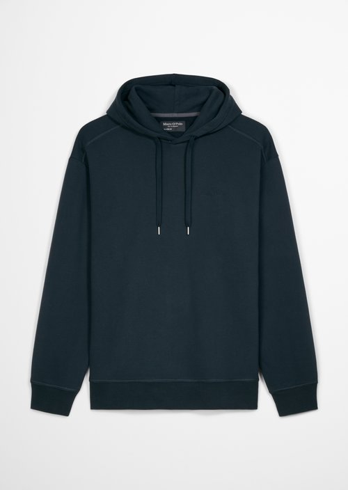 Relaxed-Fit Hooded Sweatshirt — Dark Navy