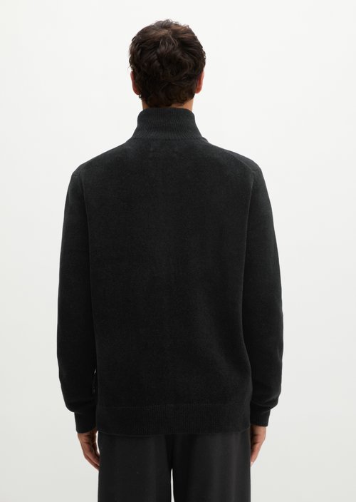 Regular-Fit Chenille Cardigan — Black
