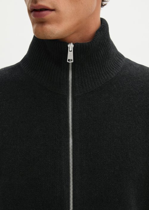 Regular-Fit Chenille Cardigan — Black