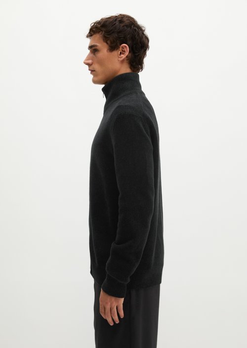 Regular-Fit Chenille Cardigan — Black
