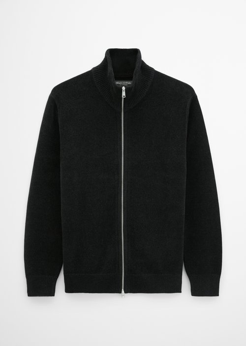 Regular-Fit Chenille Cardigan — Black