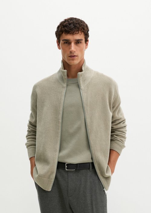 Regular-Fit Chenille Cardigan — Driftwood Haze