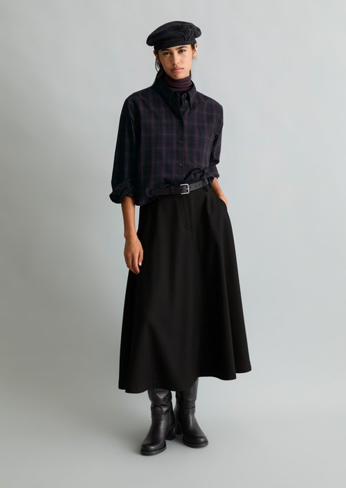 Cropped Checked Blouse — Black