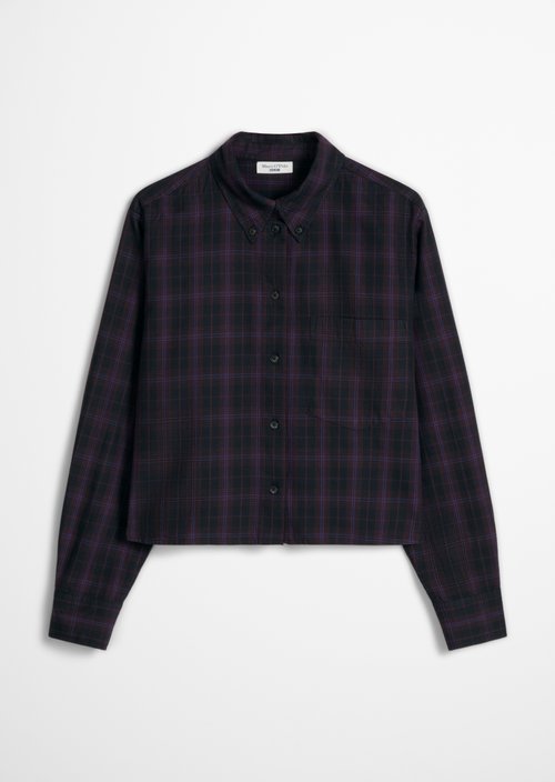 Cropped Checked Blouse — Black