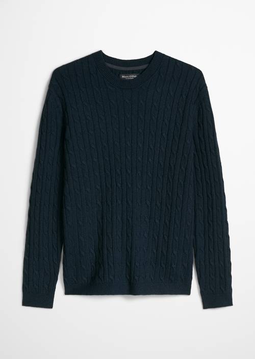 Bouclé-Pullover regular Dark Navy in freigestellter Ansicht ohne Model