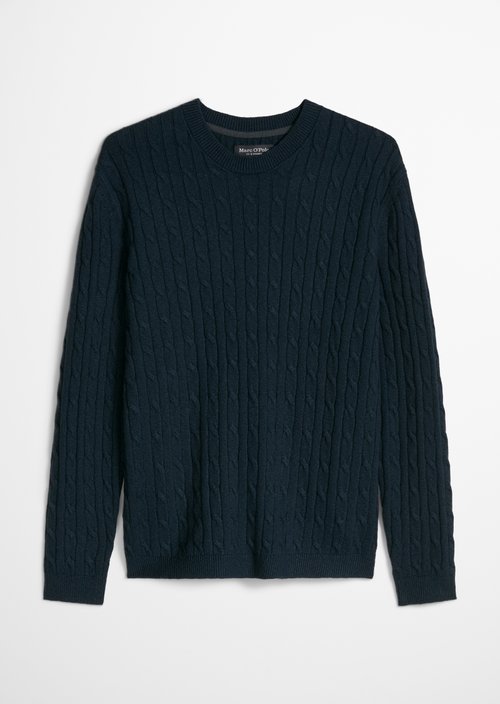 Regular-Fit Bouclé Sweater — Dark Navy