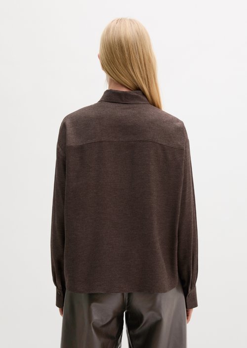 Regular-Fit Blouse — Stone Brown Melange