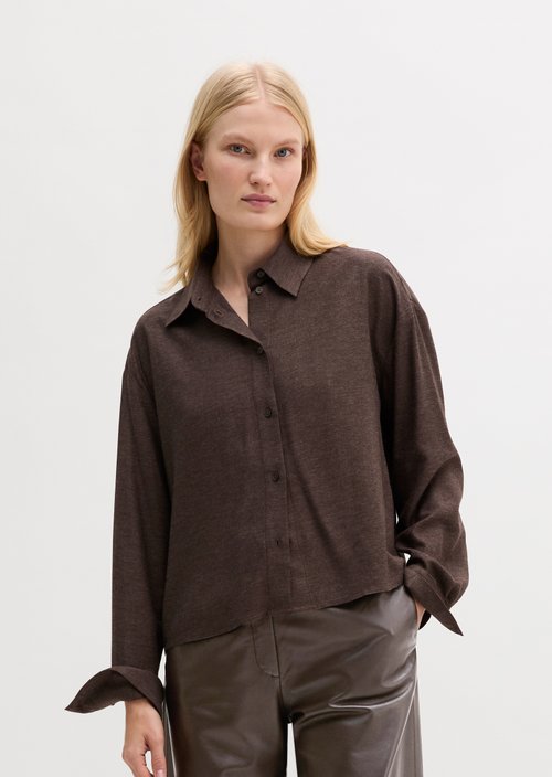 Regular-Fit Blouse — Stone Brown Melange