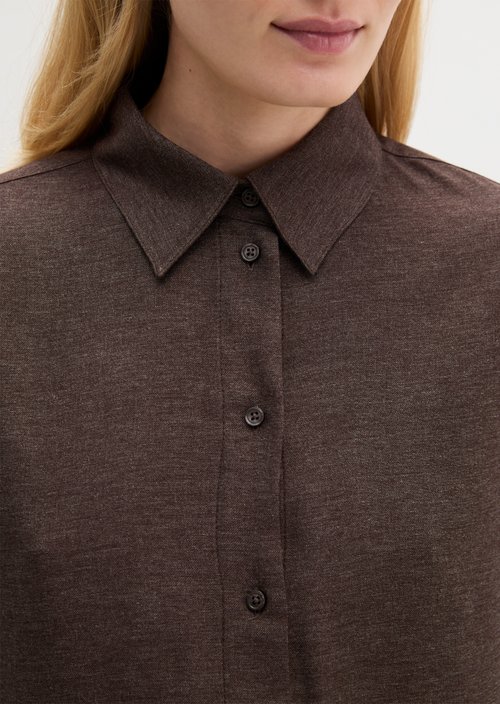 Regular-Fit Blouse — Stone Brown Melange
