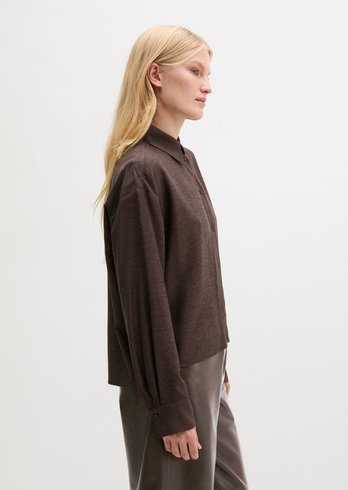 Regular-Fit Blouse — Stone Brown Melange