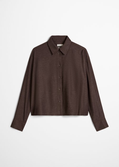 Regular-Fit Blouse — Stone Brown Melange