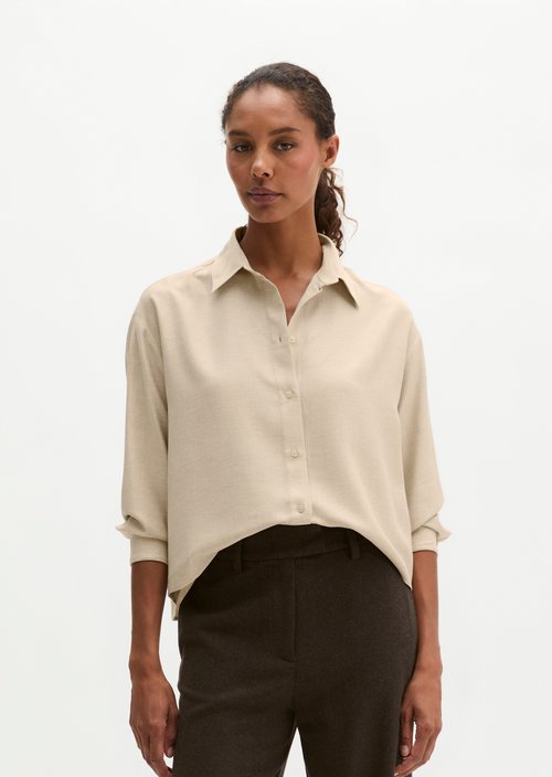 Regular-Fit Blouse — Light Stone Melange