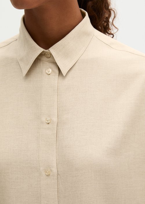 Regular-Fit Blouse — Light Stone Melange