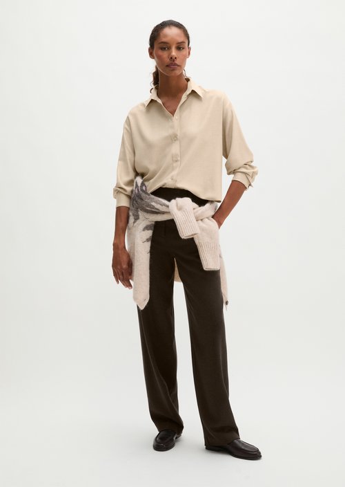 Regular-Fit Blouse — Light Stone Melange