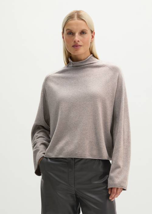 Regular-fit sweater Stone Taupe Melange in front view