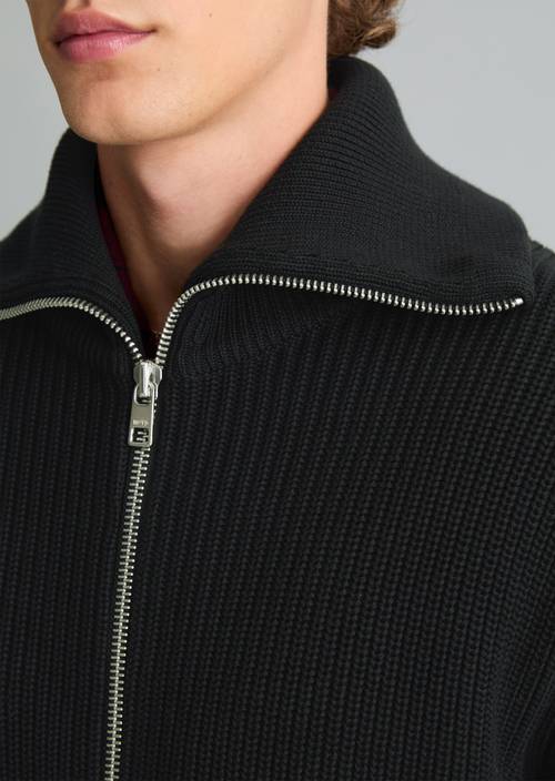 Strickjacke regular mit Kragen Black in Detailansicht