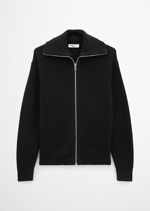 Regular-fit cardigan with a collar — Black