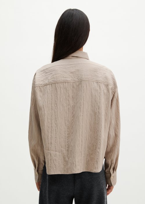 Relaxed Crinkle Blouse — Light Beige
