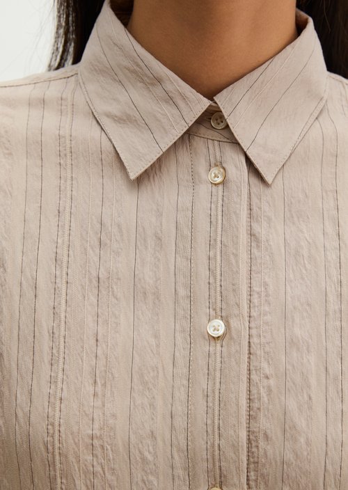 Relaxed Crinkle Blouse — Light Beige
